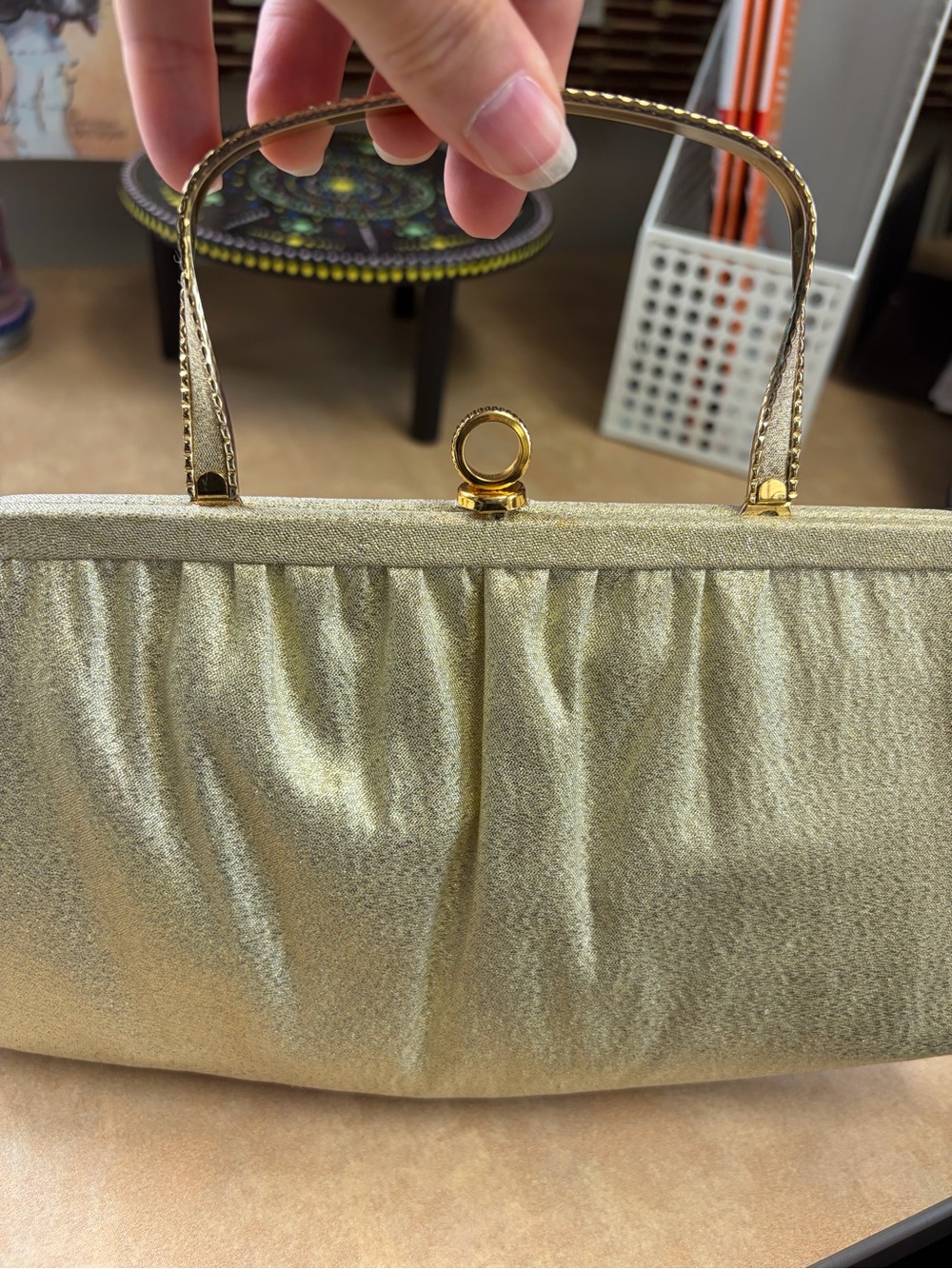 Ande Vintage Gold Metallic Clutch Purse